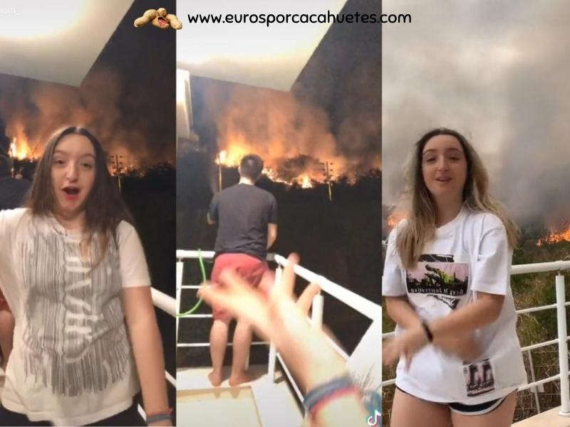 Daniibom_ tiktoker bailando frente a un incendio