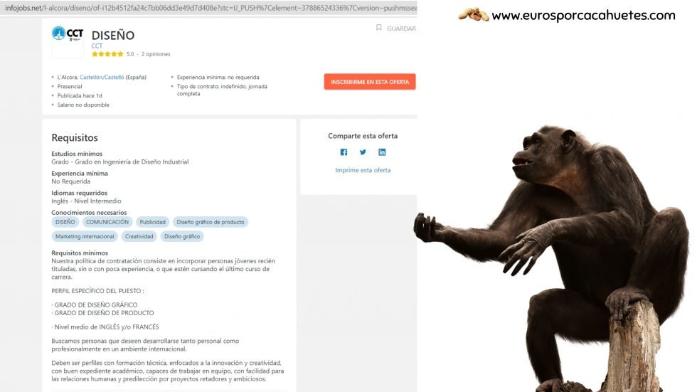 oferta trabajo Grupo Torrecid - Euros por cacahuetes