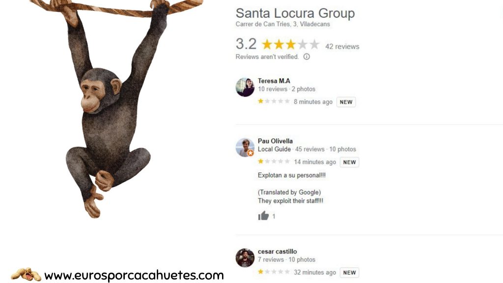 Oferta de trabajo camarero Santa Locura Google Reviews - Euros por cacahuetes