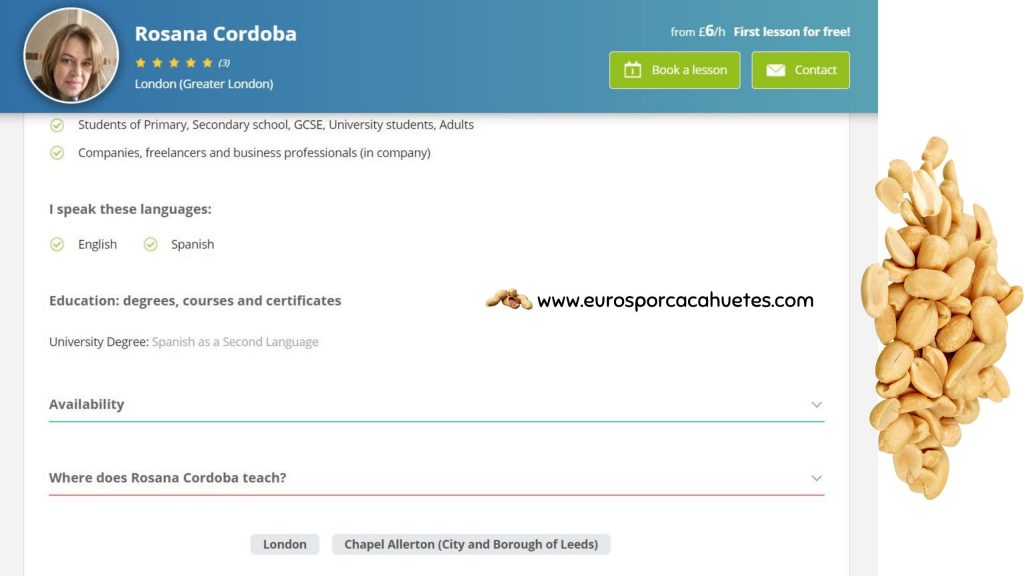 Oferta profesor de español FindTutors - Euros por cacahuetes