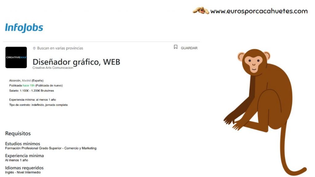 Creative Arts Comunicación oferta diseñador - Euros por cacahuetes