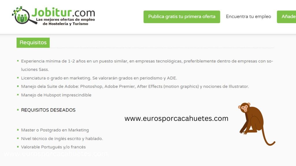 Oferta Laboral de Técnico de Marketing en Castellón condiciones - Euros por cacahuetes