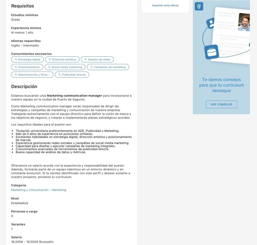 Inmobiliaria Inmogest Puerto de Sagunto - Oferta de trabajo de marketing