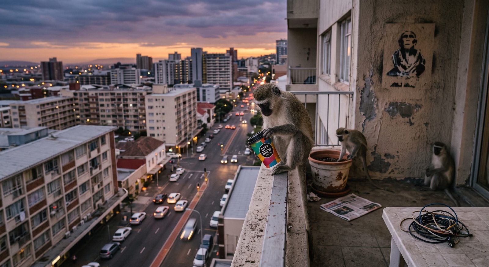 Mono viviendo en la ciudad