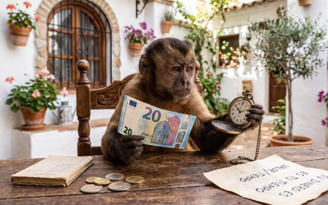 Mono con billetes del premio de la Lotería de Navidad