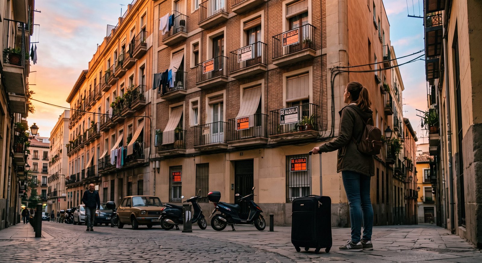 Mujer buscando piso de alquiler de temporada en España