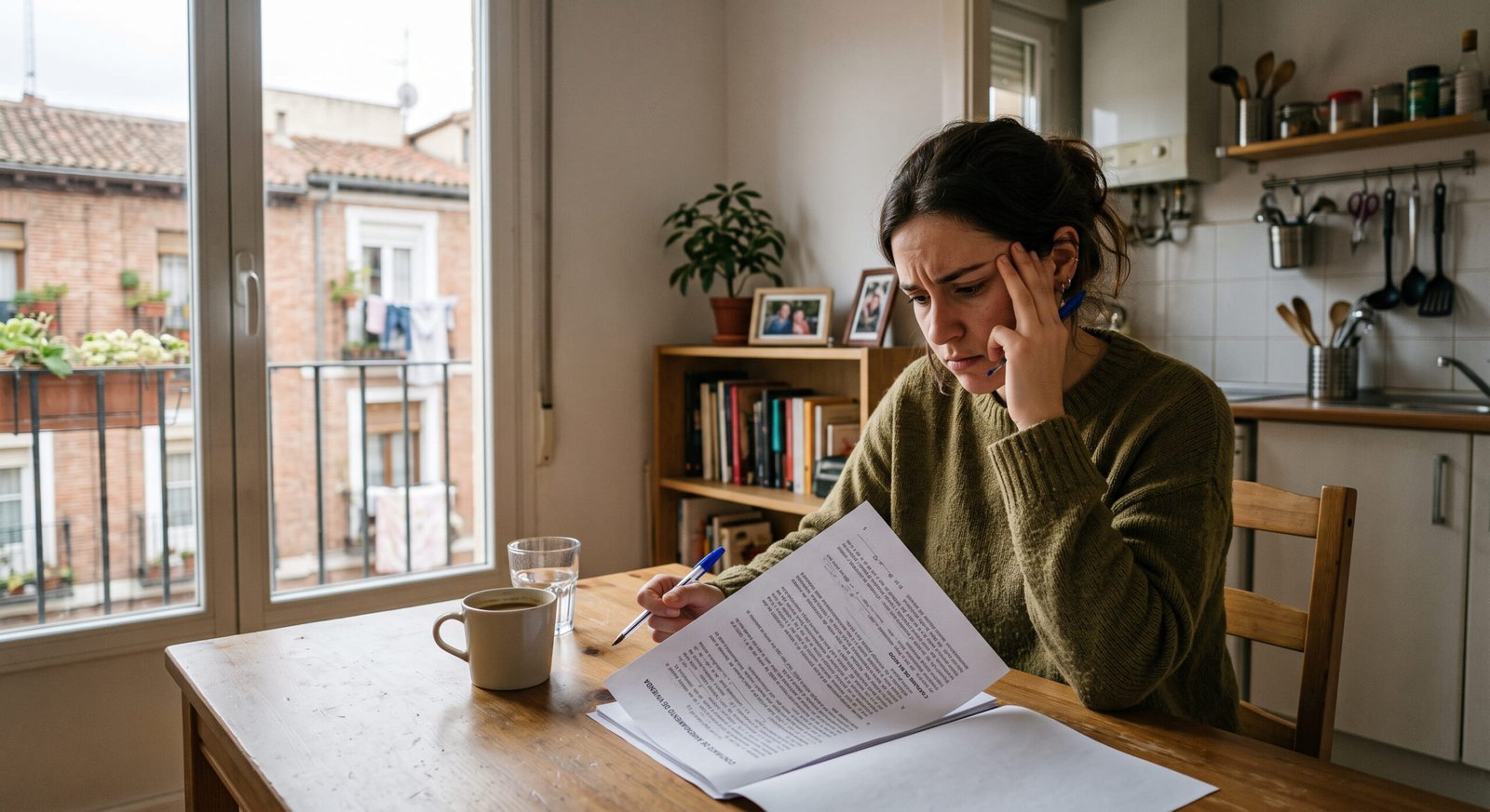 Mujer leyendo con atención un contrato de alquiler indefinido