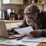 Mono buscando ofertas de trabajo en el periódico